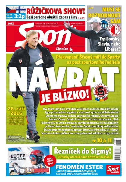 E-magazín Sport - 14.12.2017 - CZECH NEWS CENTER a. s.