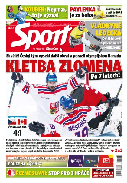 E-magazín Sport - 16.12.2017 - CZECH NEWS CENTER a. s.