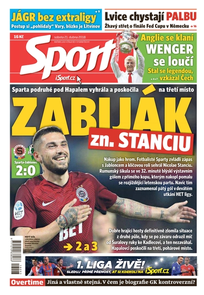 E-magazín Sport - 21.4.2018 - CZECH NEWS CENTER a. s.