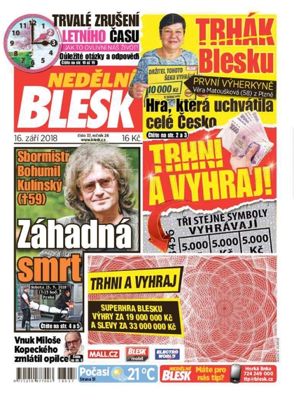 E-magazín Nedělní Blesk - 16.9.2018 - CZECH NEWS CENTER a. s.