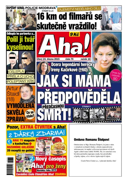 E-magazín AHA! - 24.3.015 - CZECH NEWS CENTER a. s.