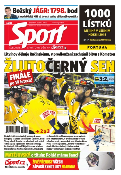 E-magazín Sport - 4.4.2015 - CZECH NEWS CENTER a. s.