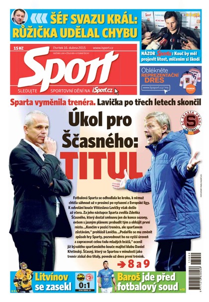 E-magazín Sport - 16.4.2015 - CZECH NEWS CENTER a. s.