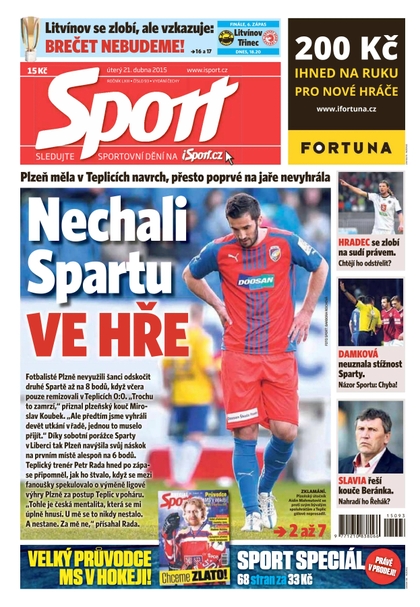 E-magazín Sport - 21.4.2015 - CZECH NEWS CENTER a. s.
