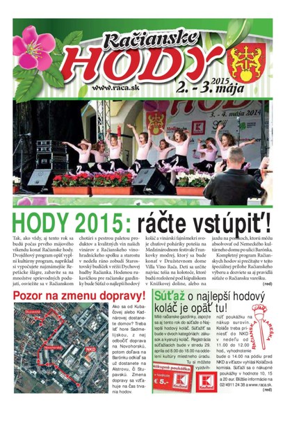 E-magazín Špeciálna príloha Hody 2015 - Miestny úrad Bratislava - Rača