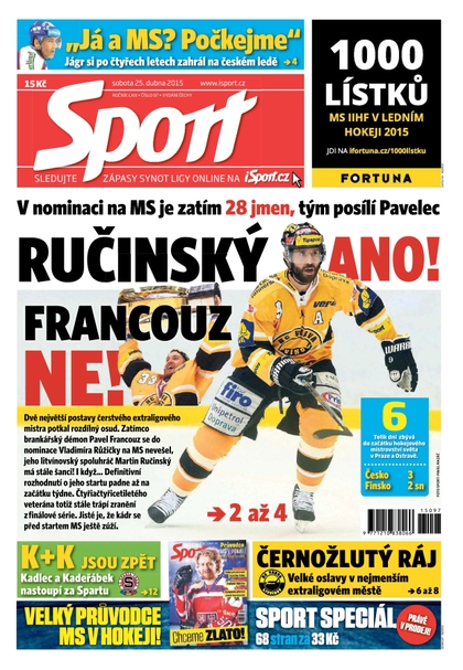 E-magazín Sport - 25.4.2015 - CZECH NEWS CENTER a. s.