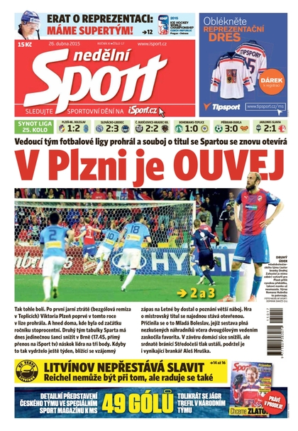 E-magazín Nedělní Sport - 26.4.2015 - CZECH NEWS CENTER a. s.