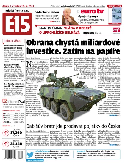 E-magazín E15 18.6.2015 - Czech Media Invest