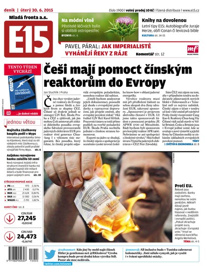 E-magazín E15 30.6.2015 - Czech Media Invest