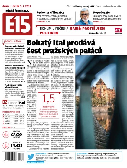 E-magazín E15 3.7.2015 - Czech Media Invest