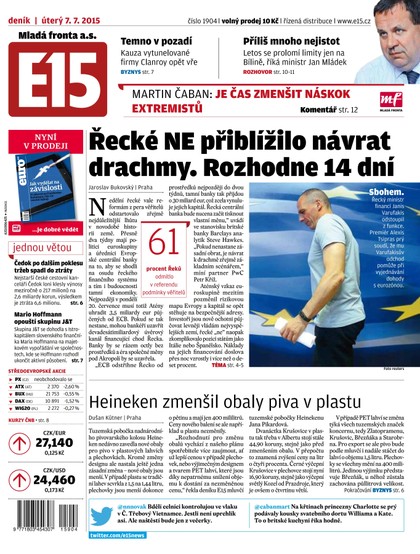 E-magazín E15 7.7.2015 - Czech Media Invest