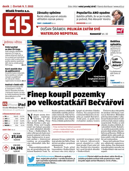 E-magazín E15 9.7.2015 - Czech Media Invest