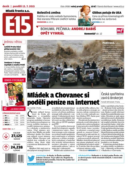 E-magazín E15 13.7.2015 - Czech Media Invest