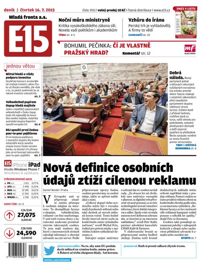 E-magazín E15 16.7.2015 - Czech Media Invest