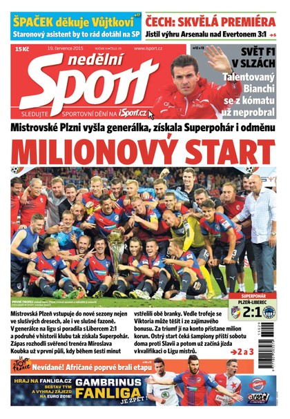 E-magazín Nedělní Sport - 19.7.2015 - CZECH NEWS CENTER a. s.