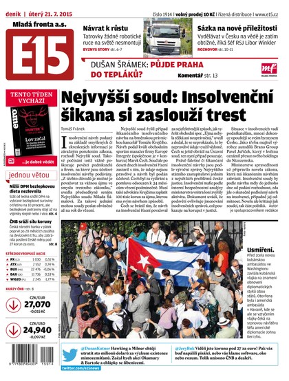 E-magazín E15 21.7.2015 - Czech Media Invest