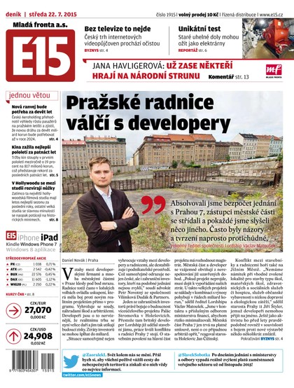 E-magazín E15 22.7.2015 - Czech Media Invest