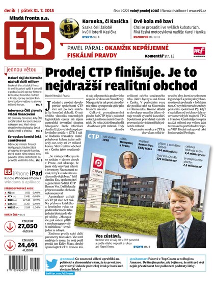 E-magazín E15 31.7.2015 - Czech Media Invest