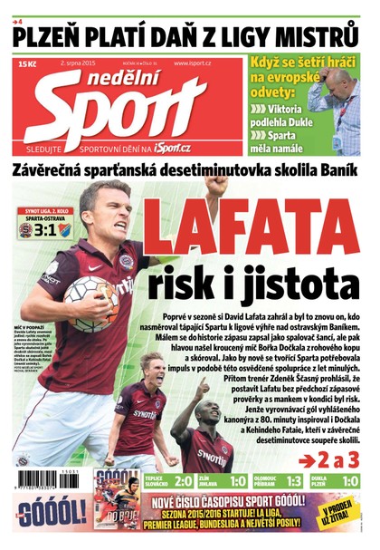 E-magazín Nedělní Sport - 2.8.2015 - CZECH NEWS CENTER a. s.