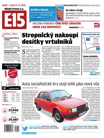 E-magazín E15 4.8.2015 - Czech Media Invest