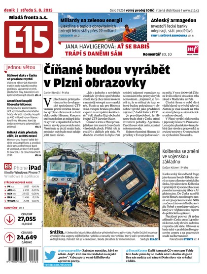 E-magazín E15 5.8.2015 - Czech Media Invest