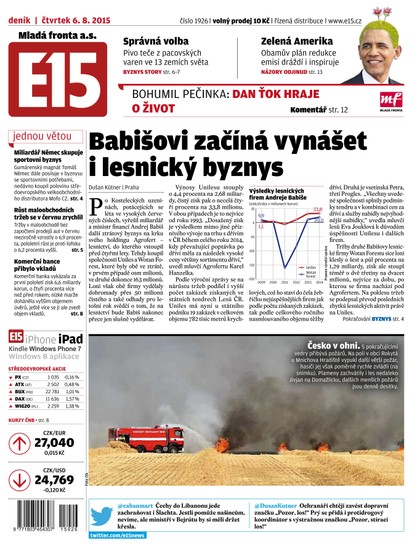 E-magazín E15 6.8.2015 - Czech Media Invest