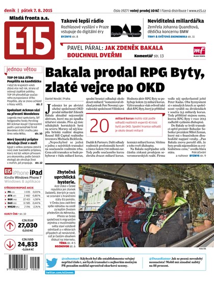 E-magazín E15 7.8.2015 - Czech Media Invest