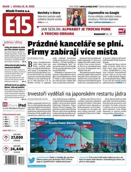 E-magazín E15 12.8.2015 - Czech Media Invest