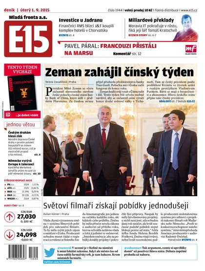 E-magazín E15 1.9.2015 - Czech Media Invest