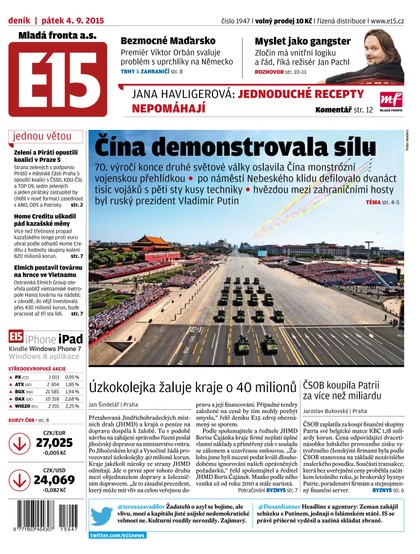 E-magazín E15 4.9.2015 - Czech Media Invest