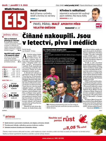 E-magazín E15 7.9.2015 - Czech Media Invest