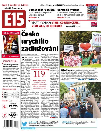 E-magazín E15 14.9.2015 - Czech Media Invest