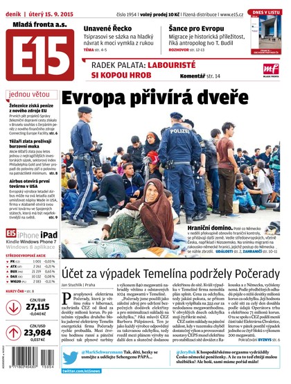 E-magazín E15 15.9.2015 - Czech Media Invest