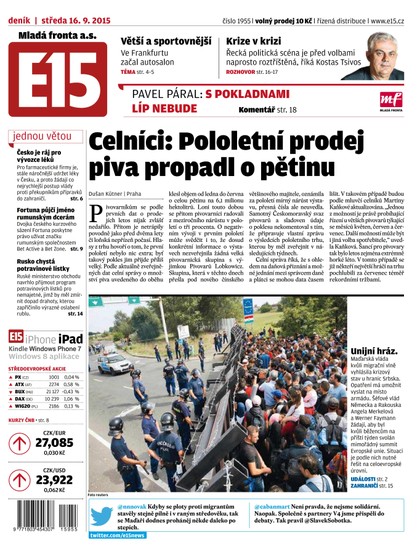 E-magazín E15 16.9.2015 - Czech Media Invest