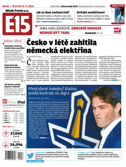 E-magazín E15 17.9.2015 - Czech Media Invest