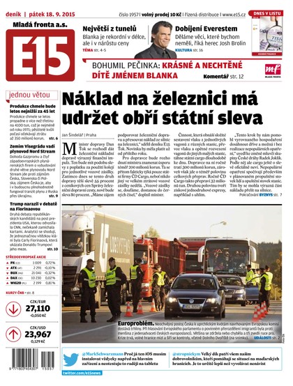 E-magazín E15 18.9.2015 - Czech Media Invest