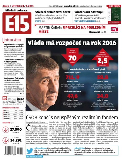 E-magazín E15 24.9.2015 - Czech Media Invest