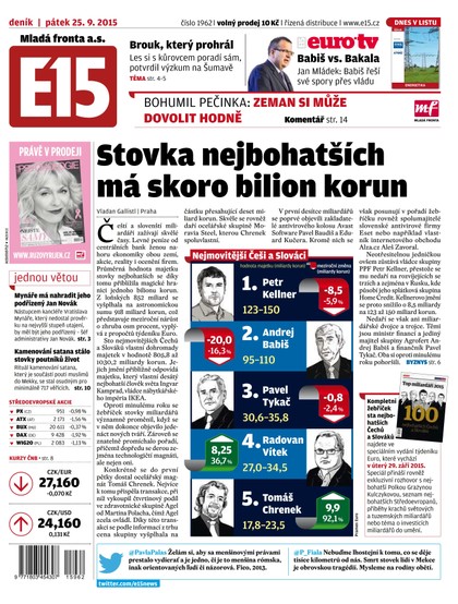 E-magazín E15 25.9.2015 - Czech Media Invest