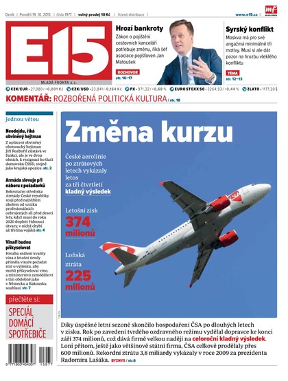 E-magazín E15 19.10.2015 - Czech Media Invest