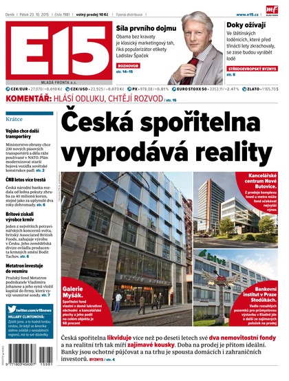 E-magazín E15 23.10.2015 - Czech Media Invest