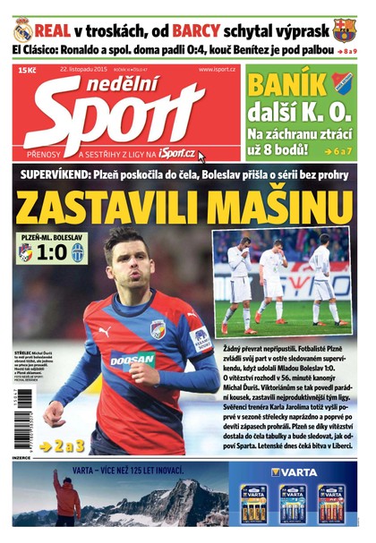 E-magazín Nedělní Sport - 22.11.2015 - CZECH NEWS CENTER a. s.