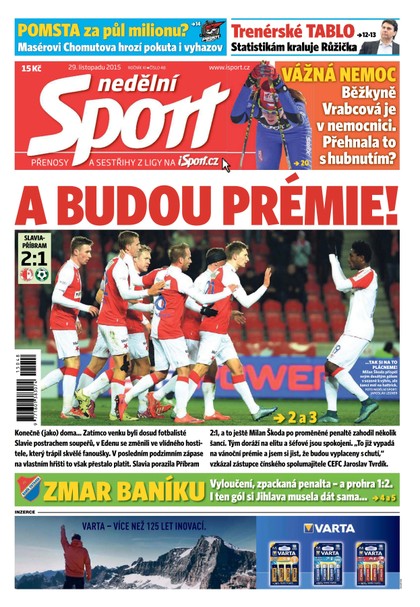 E-magazín Nedělní Sport - 29.11.2015 - CZECH NEWS CENTER a. s.