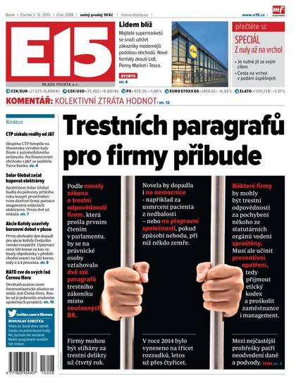 E-magazín E15 3.12.2015 - Czech Media Invest