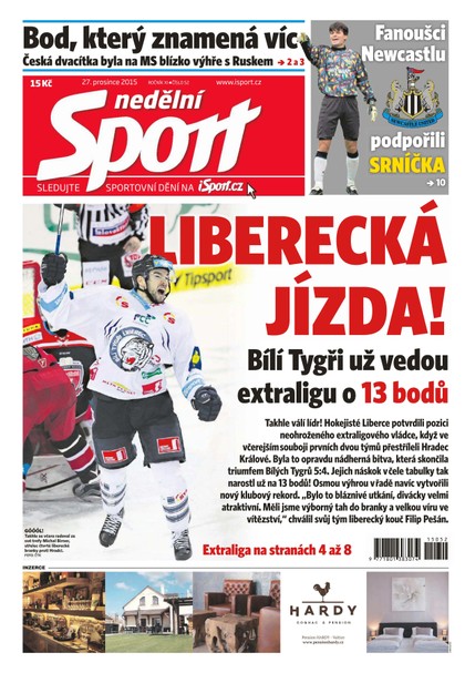 E-magazín Nedělní Sport - 27.12.2015 - CZECH NEWS CENTER a. s.