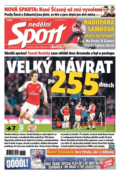 E-magazín Nedělní Sport - 31.1.2016 - CZECH NEWS CENTER a. s.