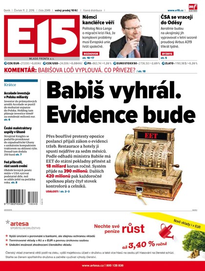 E-magazín E15 11.2.2016 - Czech Media Invest