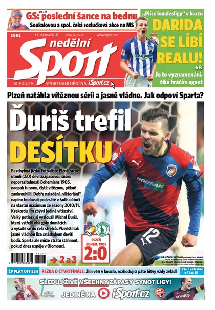 E-magazín Nedělní Sport - 13.3.2016 - CZECH NEWS CENTER a. s.