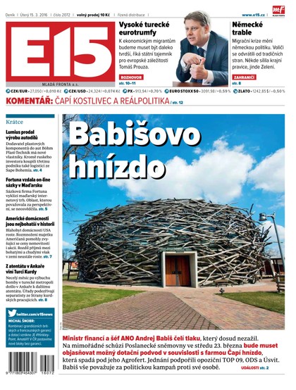 E-magazín E15 15.3.2016 - Czech Media Invest