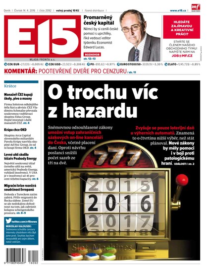 E-magazín E15 14.4.2016 - Czech Media Invest