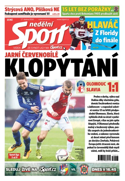 E-magazín Nedělní Sport - 17.4.2016 - CZECH NEWS CENTER a. s.